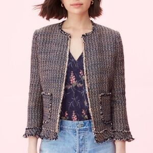 Rebecca Taylor Bush Tweed Fringe Ruffle Jacket 6